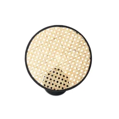 Landelijke wandlamp zwart met rotan 25 cm - Kata