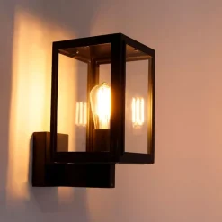 Landelijke wandlamp zwart IP44 - Sutton Up