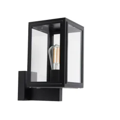 Landelijke wandlamp zwart IP44 - Sutton Up