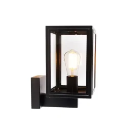 Landelijke wandlamp zwart IP44 - Sutton Up