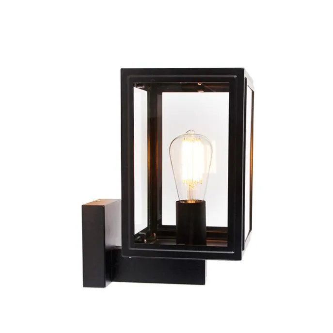 Landelijke wandlamp zwart IP44 - Sutton Up