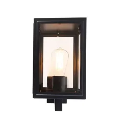 Landelijke wandlamp zwart IP44 - Sutton Up