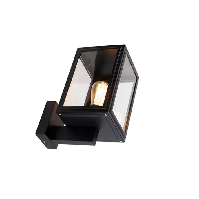 Landelijke wandlamp zwart IP44 - Sutton Up