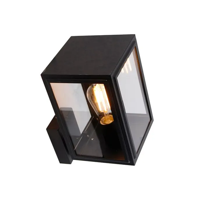 Landelijke wandlamp zwart IP44 - Sutton Up
