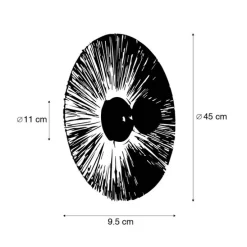 Landelijke wandlamp zwart met touw 45 cm - Leia