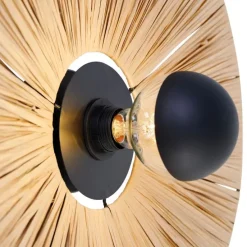 Landelijke wandlamp zwart met touw 45 cm - Leia