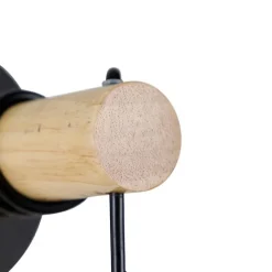 Landelijke wandlamp zwart met hout - Dami Frame