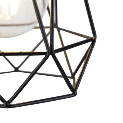 Landelijke wandlamp zwart met hout - Dami Frame