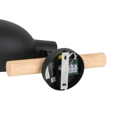 Landelijke wandlamp zwart met hout - Flint