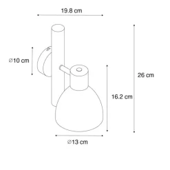 Landelijke wandlamp zwart met hout - Flint