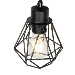 Landelijke wandlamp zwart met hout - Chon