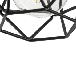 Landelijke wandlamp zwart met hout - Chon