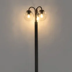 Lantaarn zwart met helder glas 200 cm 3-lichts IP44 - Sfera
