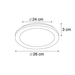 LED paneel rond zwart 26 cm incl. LED 3 staps dimbaar - Lope