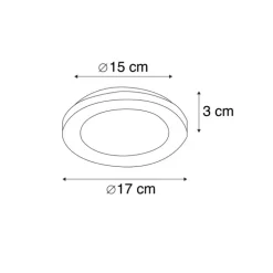 LED paneel rond zwart 17 cm incl. LED 3 staps dimbaar - Lope