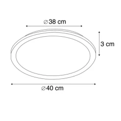 LED paneel rond zwart 40 cm incl. LED 3 staps dimbaar - Lope