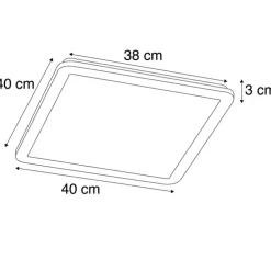 LED paneel vierkant zwart 40 cm incl. LED 3 staps dimbaar - Lope