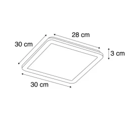 LED paneel vierkant zwart 30 cm incl. LED 3 staps dimbaar - Lope