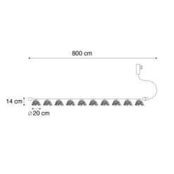 Lichtsnoer bruin 8m 10-lichts IP44 - Alma