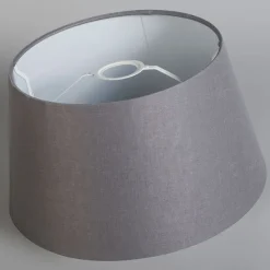 Linnen lampenkap grijs rond schuin 35/30/18