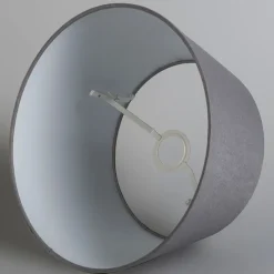 Linnen lampenkap grijs rond schuin 35/30/18