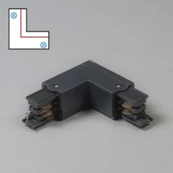 L-Koppelstuk voor 3-fase rail zwart rechts - 3-Phase