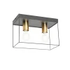 Minimalistische plafondlamp zwart met goud 2-lichts - Kodi