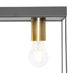 Minimalistische plafondlamp zwart met goud 2-lichts - Kodi
