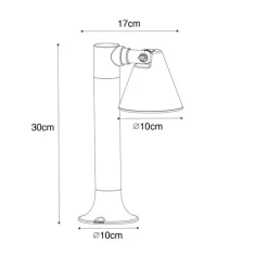 Modern buiten paaltje zwart 30 cm IP44 verstelbaar - Ciara