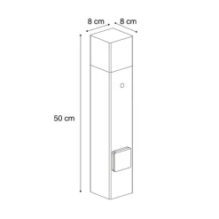 Modern buiten paaltje zwart met smoke glas 50cm met schemersensor IP44 - Denmark
