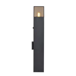 Modern buiten paaltje zwart met smoke glas 50cm met schemersensor IP44 - Denmark