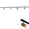 Modern 1-fase railsysteem met 4 spots donkerbrons - Jeana