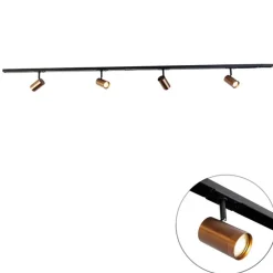 Modern 1-fase railsysteem met 4 spots donkerbrons - Jeana