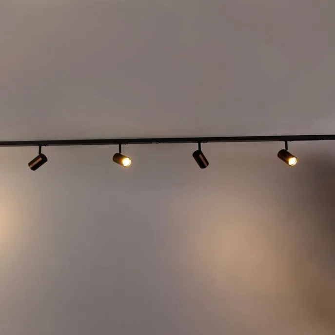 Modern 1-fase railsysteem met 4 spots donkerbrons - Jeana