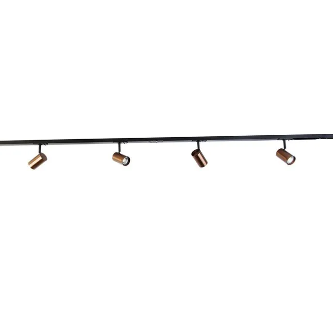 Modern 1-fase railsysteem met 4 spots donkerbrons - Jeana