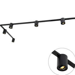 Modern 1-fase railsysteem met 5 spots zwart - Rondoo Up