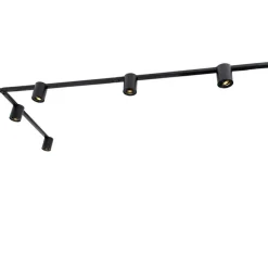 Modern 1-fase railsysteem met 5 spots zwart - Rondoo Up