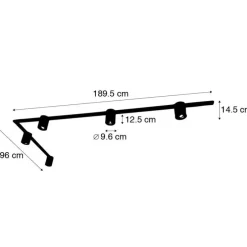 Modern 1-fase railsysteem met 5 spots zwart - Rondoo Up