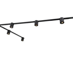 Modern 1-fase railsysteem met 5 spots zwart - Rondoo Up