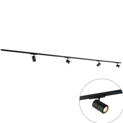 Modern 3-fase railsysteem met 4 spots zwart - 3-Phase Ruler
