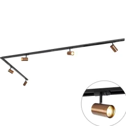 Modern 1-fase railsysteem met 5 spots donkerbrons - Jeana