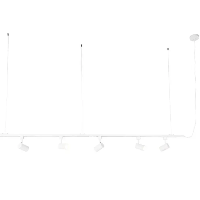 Modern hangend railsysteem met 5 spots wit 1-fase- Iconic Jeana