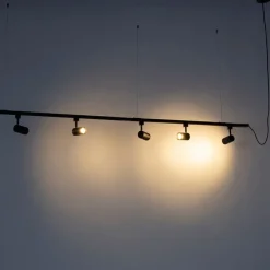 Modern hangend railsysteem met 5 spots zwart 1-fase- Iconic Jeana