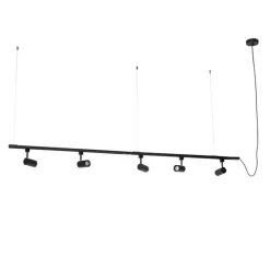 Modern hangend railsysteem met 5 spots zwart 1-fase- Iconic Jeana