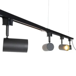 Modern hangend railsysteem met 5 spots zwart 1-fase- Iconic Jeana