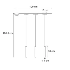 Modern railsysteem met 3 hanglampen zwart 1-fase - Magnetic Cassie