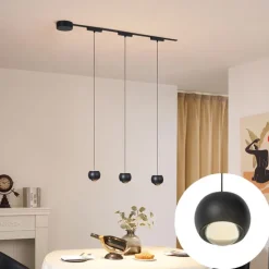Modern railsysteem met 3 hanglampen zwart 1-fase - Magnetic Lance