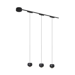 Modern railsysteem met 3 hanglampen zwart 1-fase - Magnetic Lance
