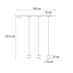 Modern railsysteem met 3 hanglampen zwart 1-fase - Magnetic Lance
