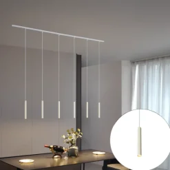 Modern railsysteem met 6 hanglampen beige met wit 1-fase - Slimline Keno